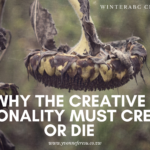 The image show a wilting sunflower, symbolism for the dying spirit of creative personalities
